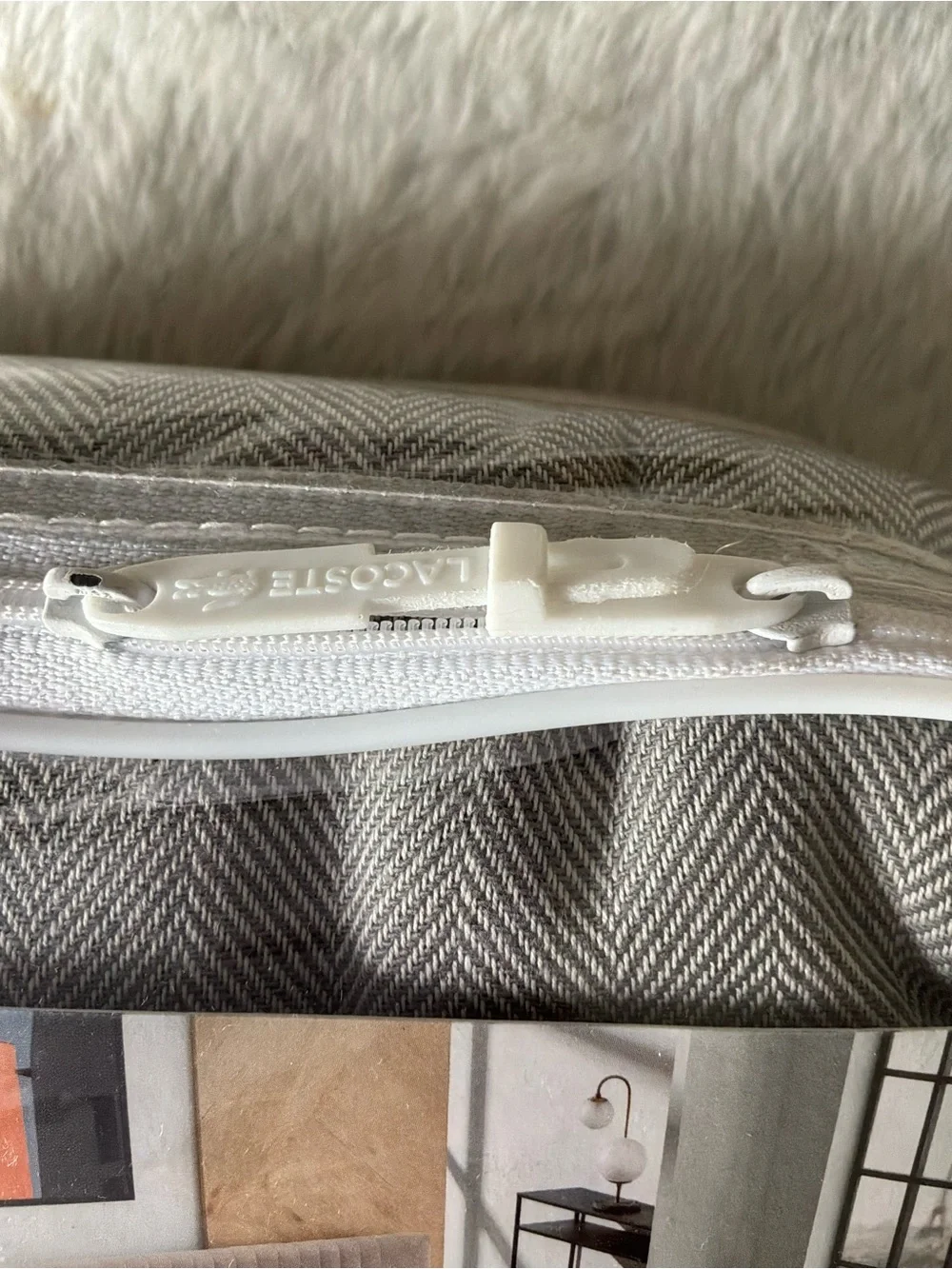 NWT Twin/Twin XL Lacoste Gray Beige & Tan Reversible Duvet Cover